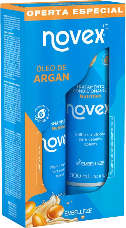 KIT SHAMPOO+CONDICIONADOR NOVEX OLEO DE ARGAN 300ML EMBELLEZE