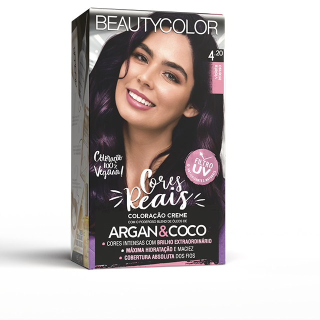 COLORAÇAO CREME PERMANANTE KIT BEAUTYCOLORAÇAOOR 4.20 VIOLETA INTENSO