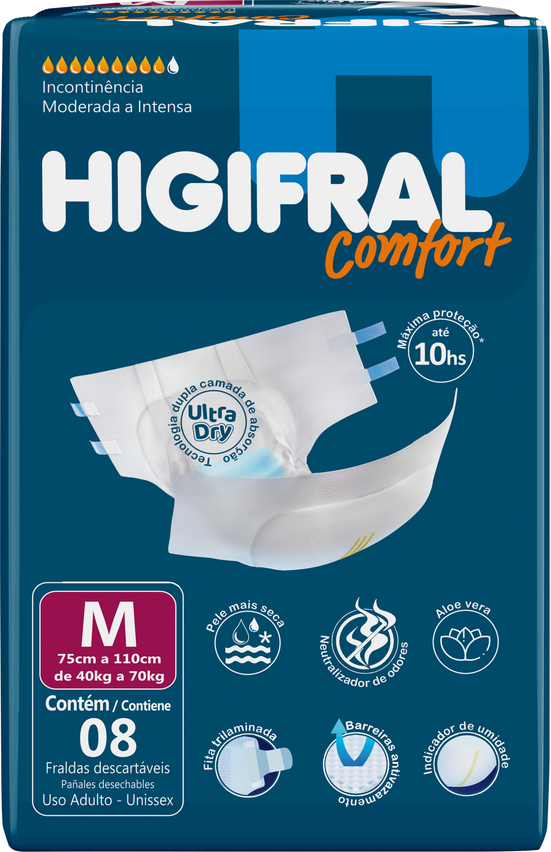 FRALDA GERIÁTRICA HIGIFRALDAAL CONFORT MED 06X08UN