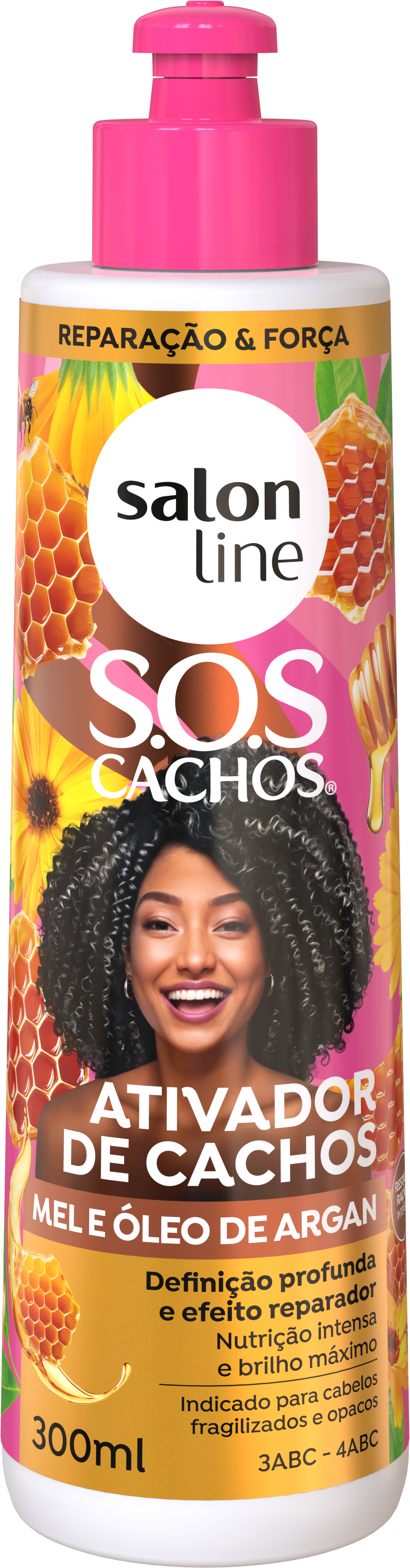 ATIVADOR DE CACHOS SALON LINE SOS CACHOS MEL E ÓLEO DE ARGAN RESTAURAÇÃO EXTREMA  300ML