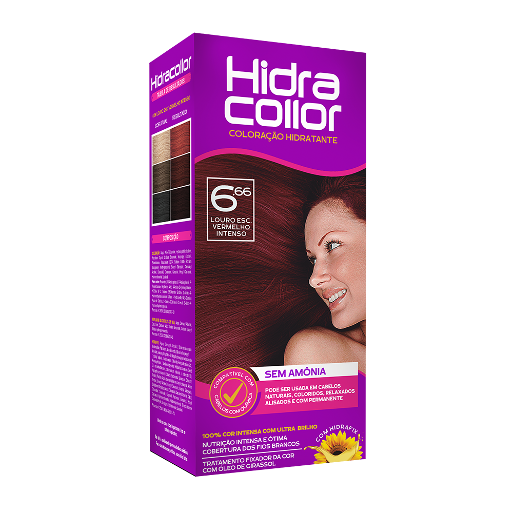 Coloração Hidracollor Louro Escuro Vermelho Intenso 6.66