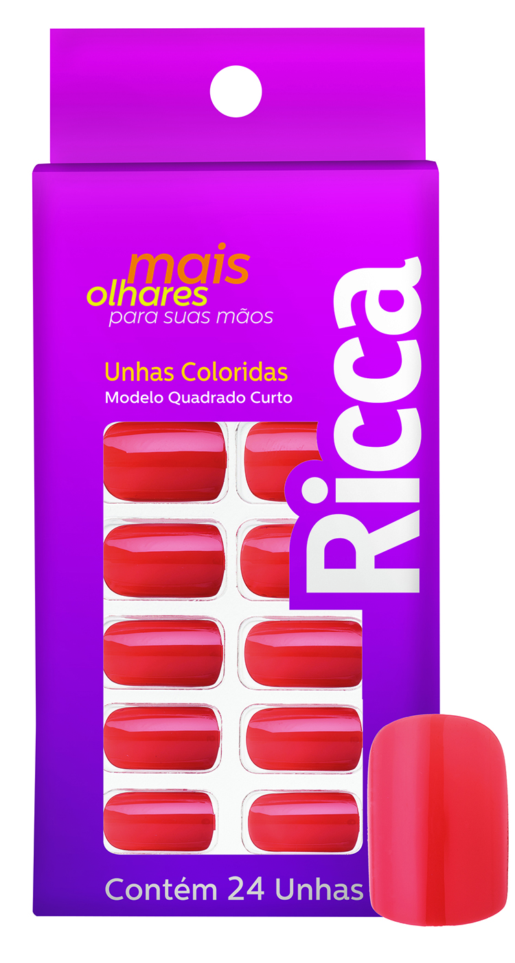 Unha Postiça Ricca Vermelho Paixão 1340 (24 Unidades)