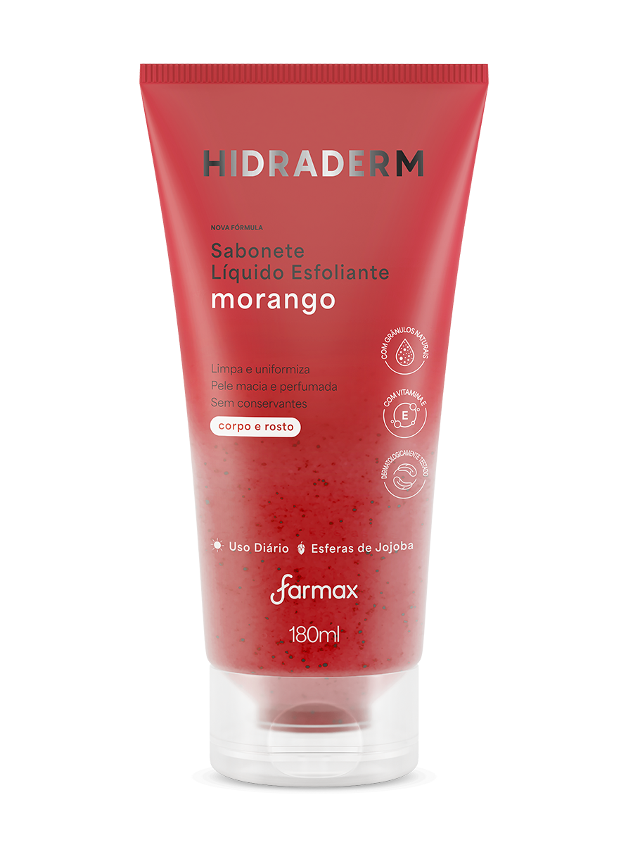 SABONETE  LIQUIDO  ESFOLIANTE  MORANGO HIDRADERM 180ML