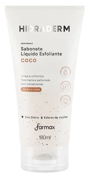 Sabonete Líquido Esfoliante Farmax Hidraderm Coco 180ml