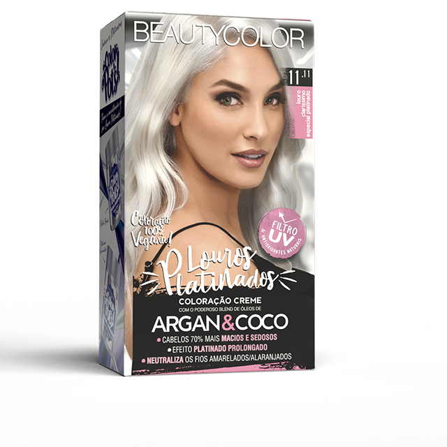 COLORAÇAO CREME PERMANANTE KIT BEAUTY COLOR HB 11.11 LOURO CLARIS ESP PLATINADO