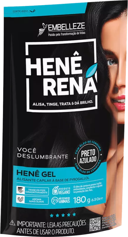 RENA HENE GEL PRETO AZULADO 180G EMBELLEZE