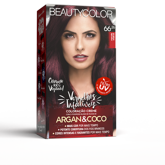 COLORAÇAO CREME PERMANANTE KIT BEAUTY COLOR VI 66.26 MARSALA INFALIVEL