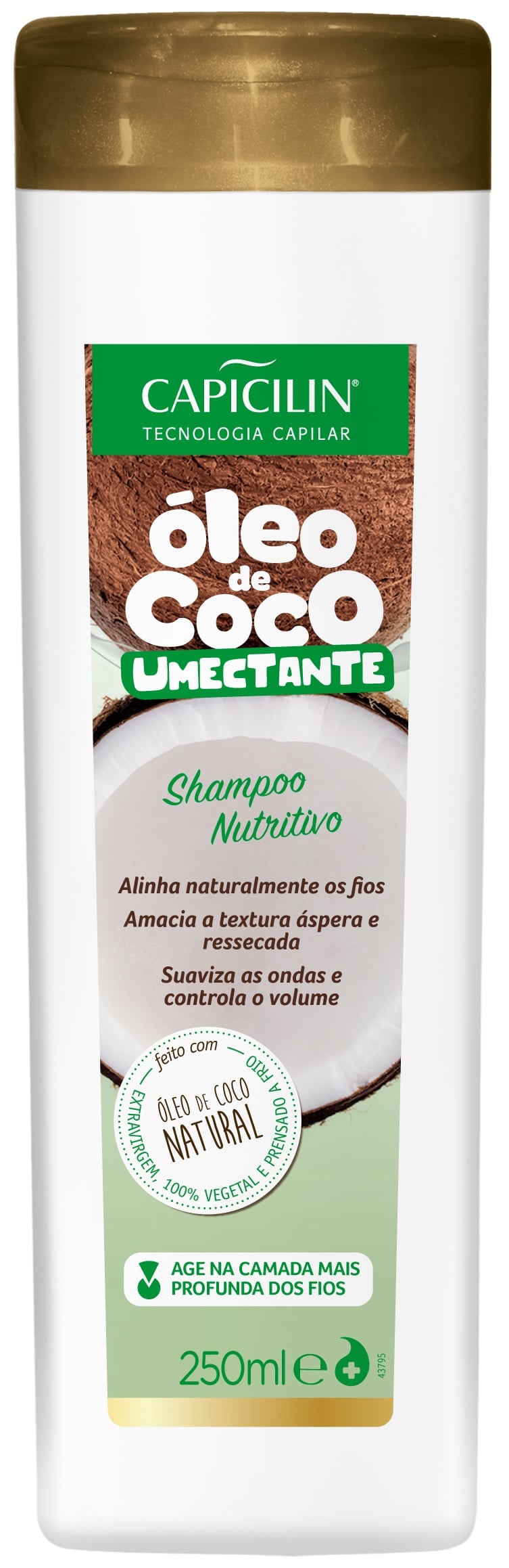 Shampoo Capicilin Nutritivo Óleo de Coco 250ml