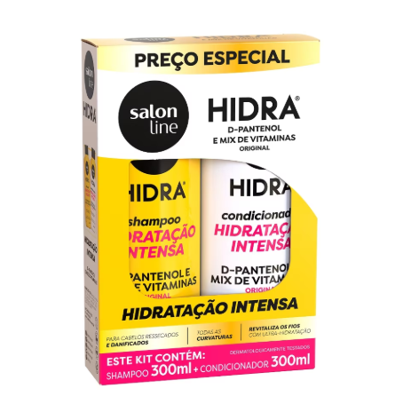 KIT SHAMPOO E CONDICIONADOR SALON LINE HIDRA D-PANTENOL E MIX DE VITAMINAS  300ML