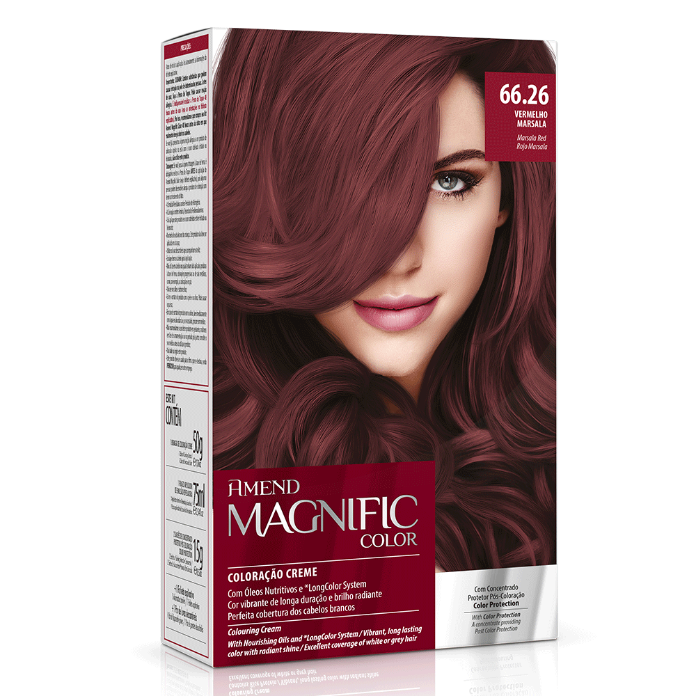 COLORAÇÃO AMEND MAGNIFIC COLOR 66.26 VERMELHO MARSALA 50G