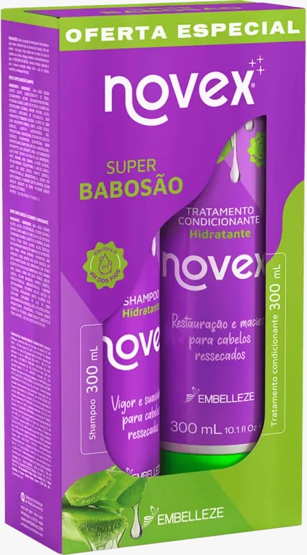 KIT SHAMPOO+CONDICIONADOR NOVEX SUPER BABOSAO 300ML EMBELLEZE