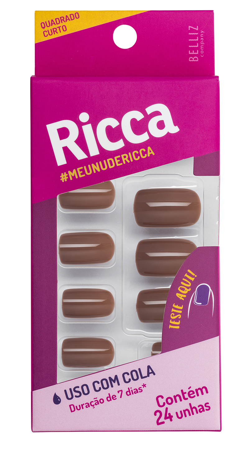Unha Postiça Ricca Nude Capuccino 1975 (24 Unidades)