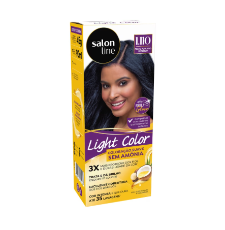 COLORAÇÃO SUAVE SALON LINE LIGHT COLOR 1.110 PRETO AZULADO INTENSO