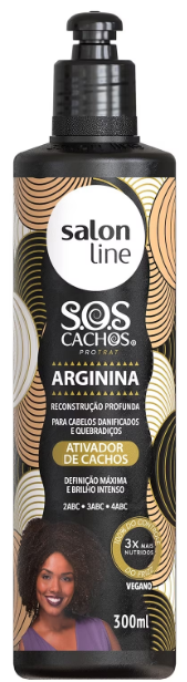 ATIVADOR DE CACHOS SALON LINE SOS CACHOS ARGININA RESISTÊNCIA MÁXIMA  300ML