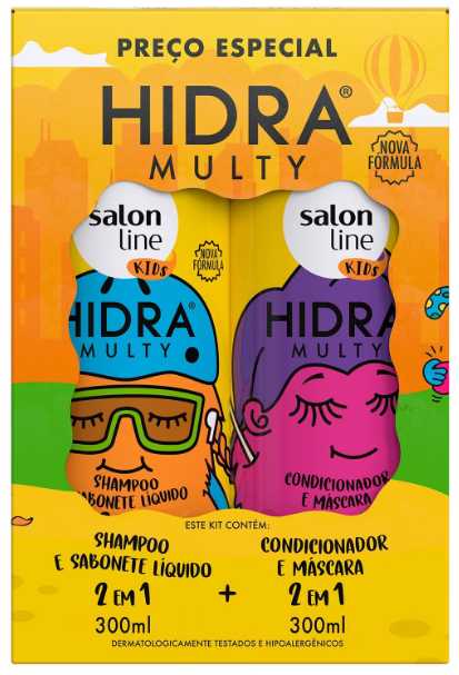 KIT SHAMPOO E CONDICIONADOR SALON LINE HIDRA MULTY KIDS  300ML