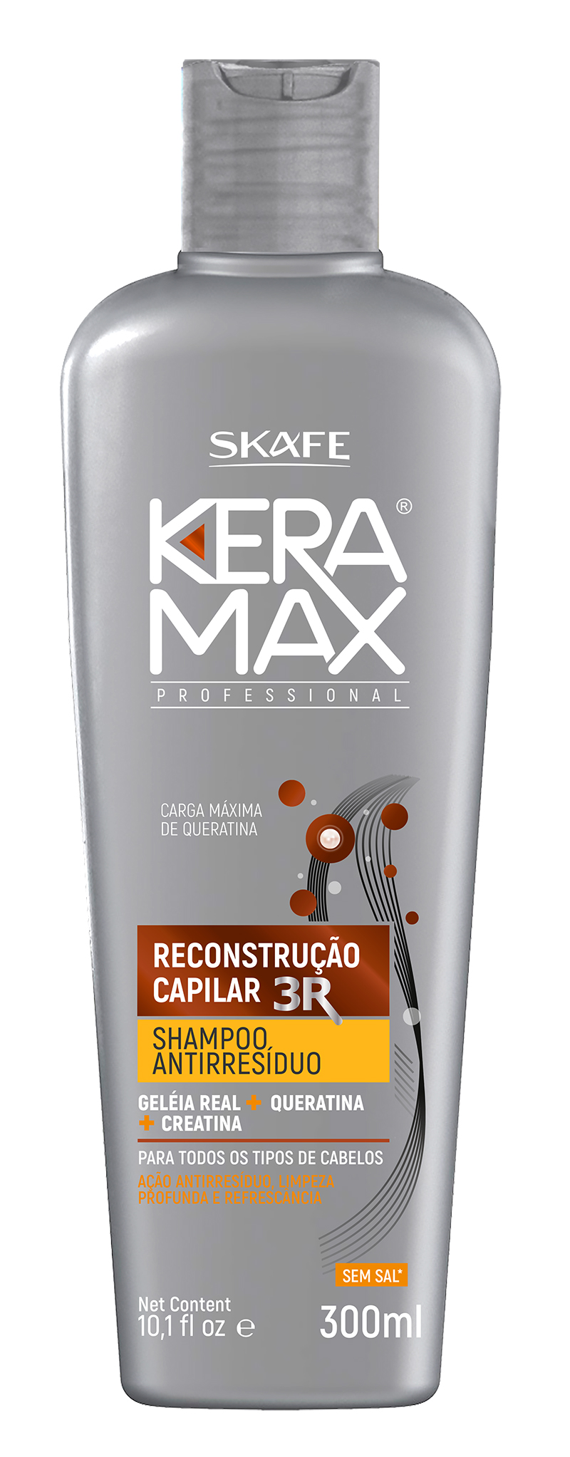 SHAMPOO ANTIRRESÍDUO KERAMAX RECONSTRUÇÃO CAPILAR 300ML