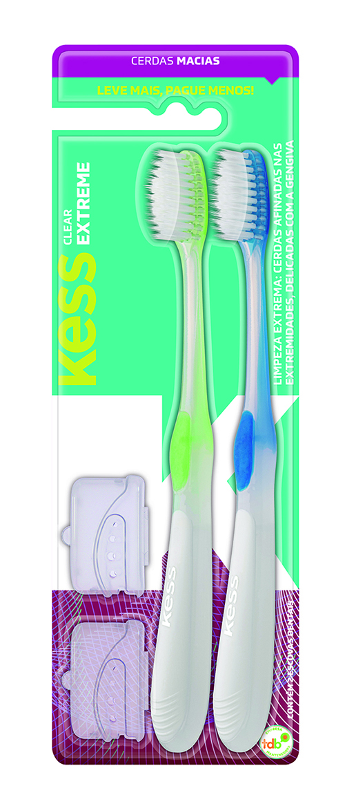 Escova Dental Kess Extreme Clear Macia (2 Unidades) 2092