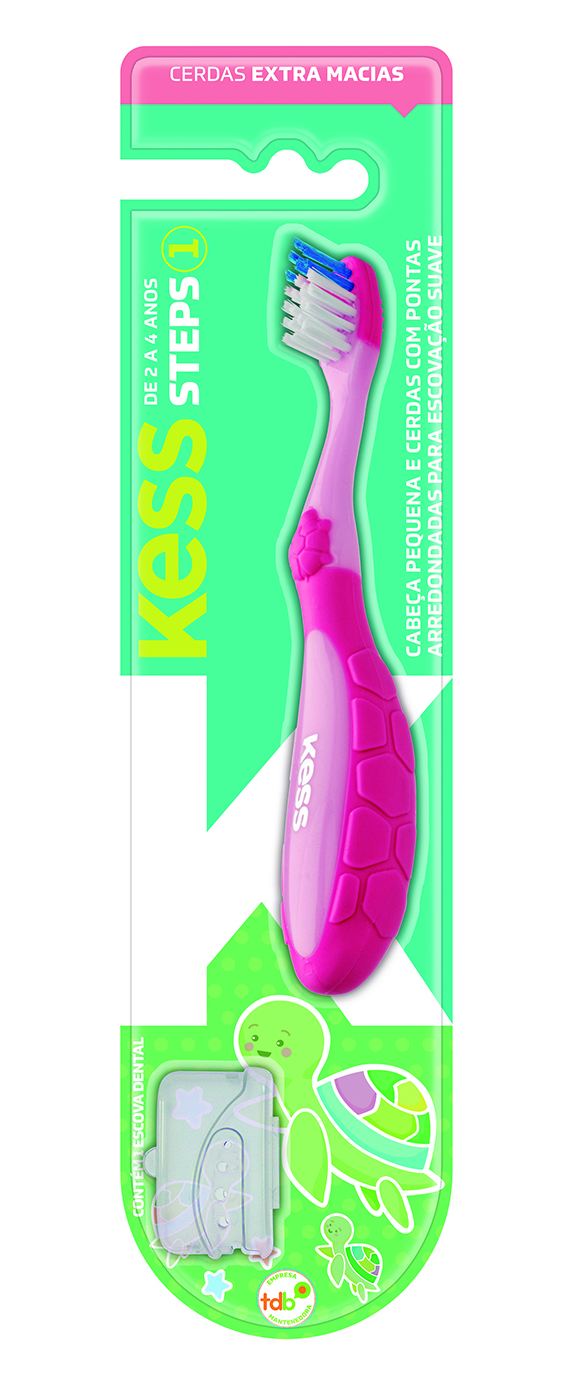 Escova Dental Kess Steps 1 Extra Macia com Protetor para Cerdas 2042