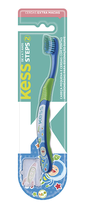 Escova Dental Kess Steps 2 Extra Macia com Protetor para Cerdas 2043