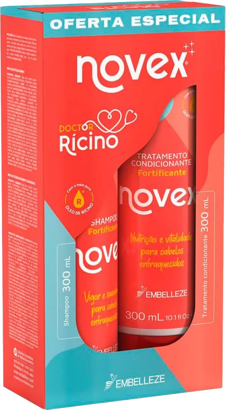 KIT SHAMPOO+CONDICIONADOR NOVEX DOCTOR RICINO 300ML EMBELLEZE
