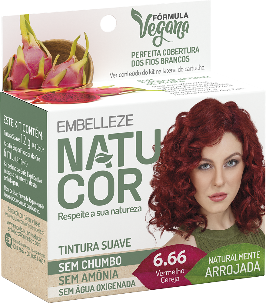 TINTURA NATUCOR VERMELHO CEREJA 6.66 EMBELLEZE