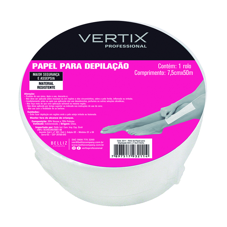 Papel para Depilação Vertix 50 M X 7.5 Cm 3211