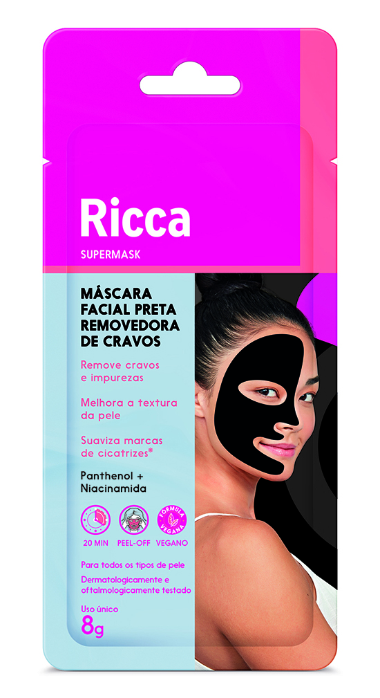 Máscara Facial Ricca Preta Removedora de Cravos 3747
