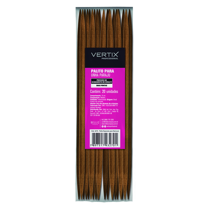 Palito para Unha Vertix Paraju Duas Pontas 3270 (20 Unidades)