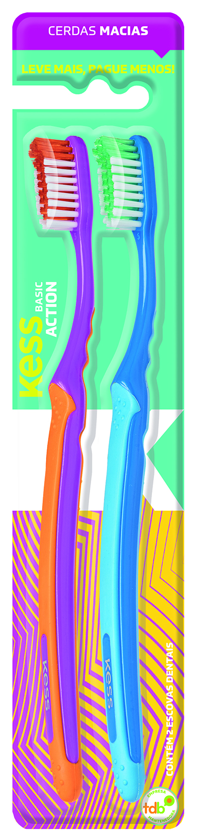 Escova Dental Kess Basic Action Macia (2 Unidades) 2549