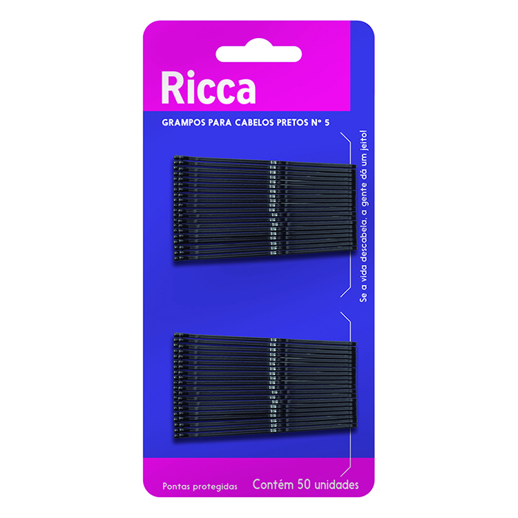 Grampo para Cabelo Ricca N5 Preto (50 Unidades) 340