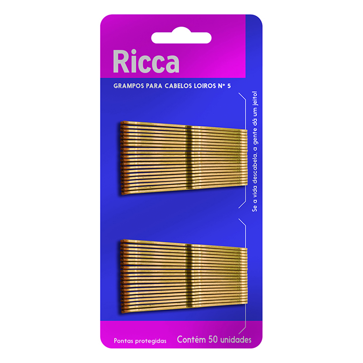 Grampo para Cabelo Ricca N5 Loiro (50 Unidades) 341