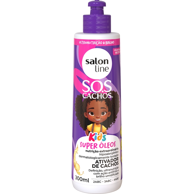 ATIVADOR DE CACHOS SALON LINE SOS CACHOS KIDS SUPER ÓLEOS  300ML