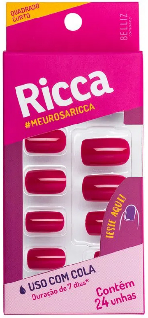 Unha Postiça Ricca Rosa Sexy (24 Unidades)