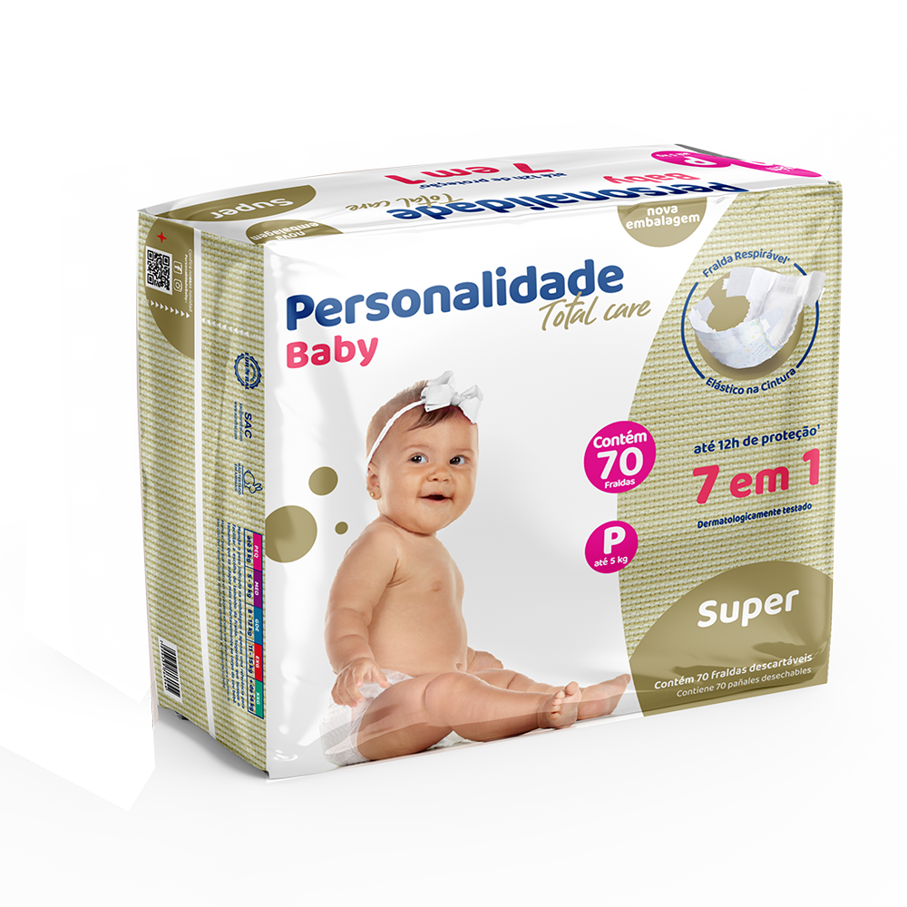 FRALDA PERSONALIDADE B TOTAL CARE PEQ 04X70UN
