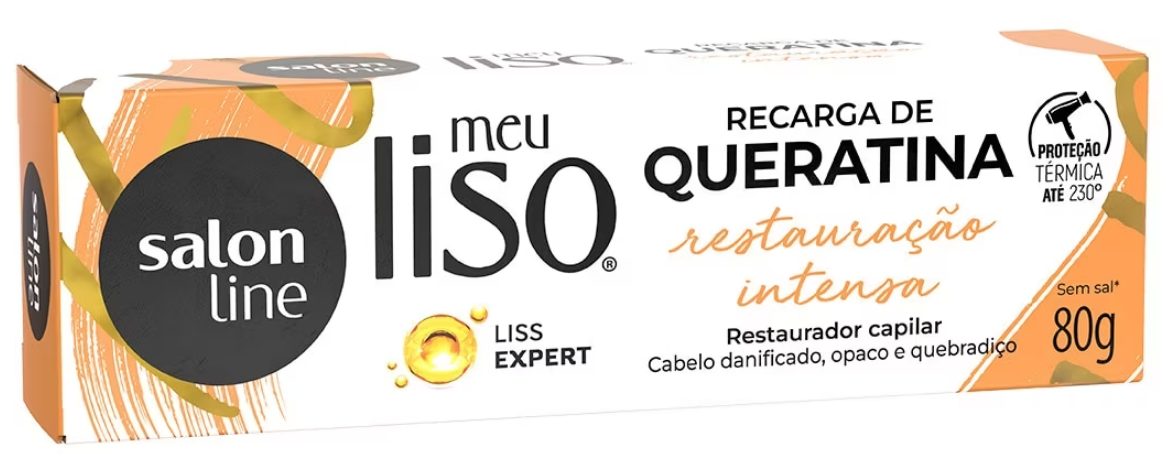 RECARGA DE QUERATINA SALON LINE MEU LISO RESTAURAÇÃO INTENSA 80G