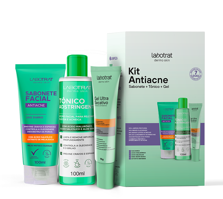 Kit Facial Antiacne Labotrat Dermo Skin com 3 Itens