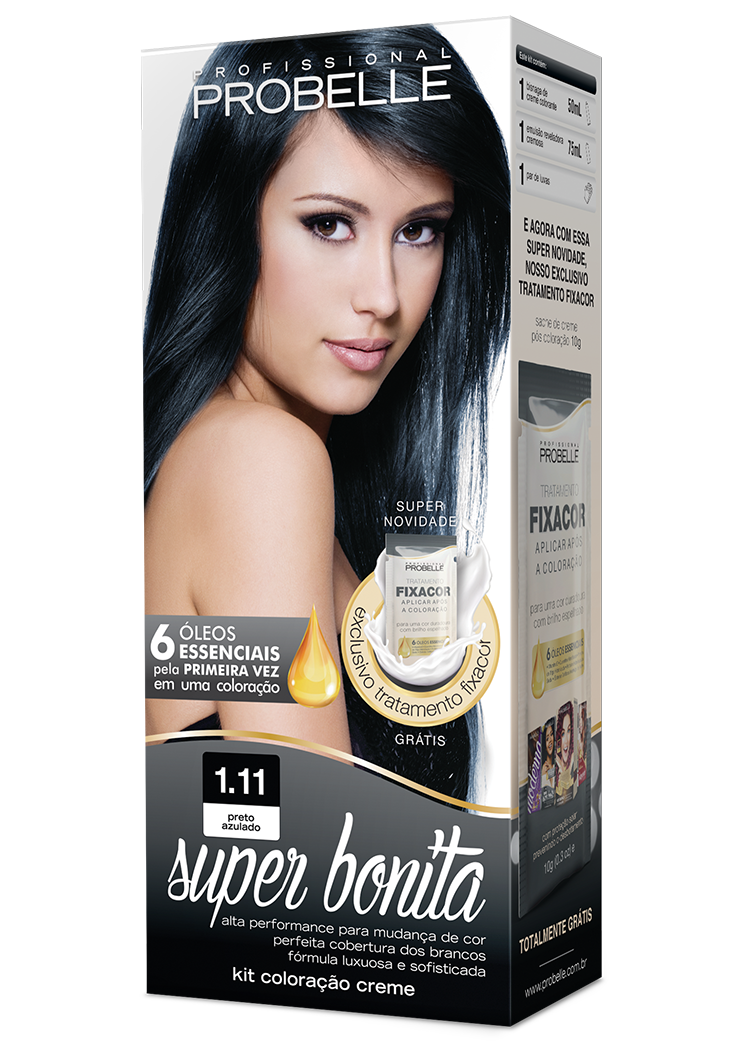 KIT COLORAÇÃO SUPER BONITA 1.11 PRETO AZULADO 50ML