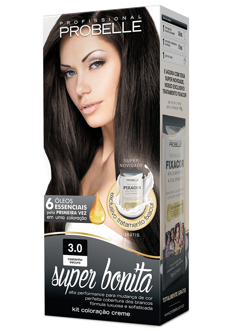KIT COLORAÇÃO SUPER BONITA 3.0 CASTANHO ESCURO 50ML