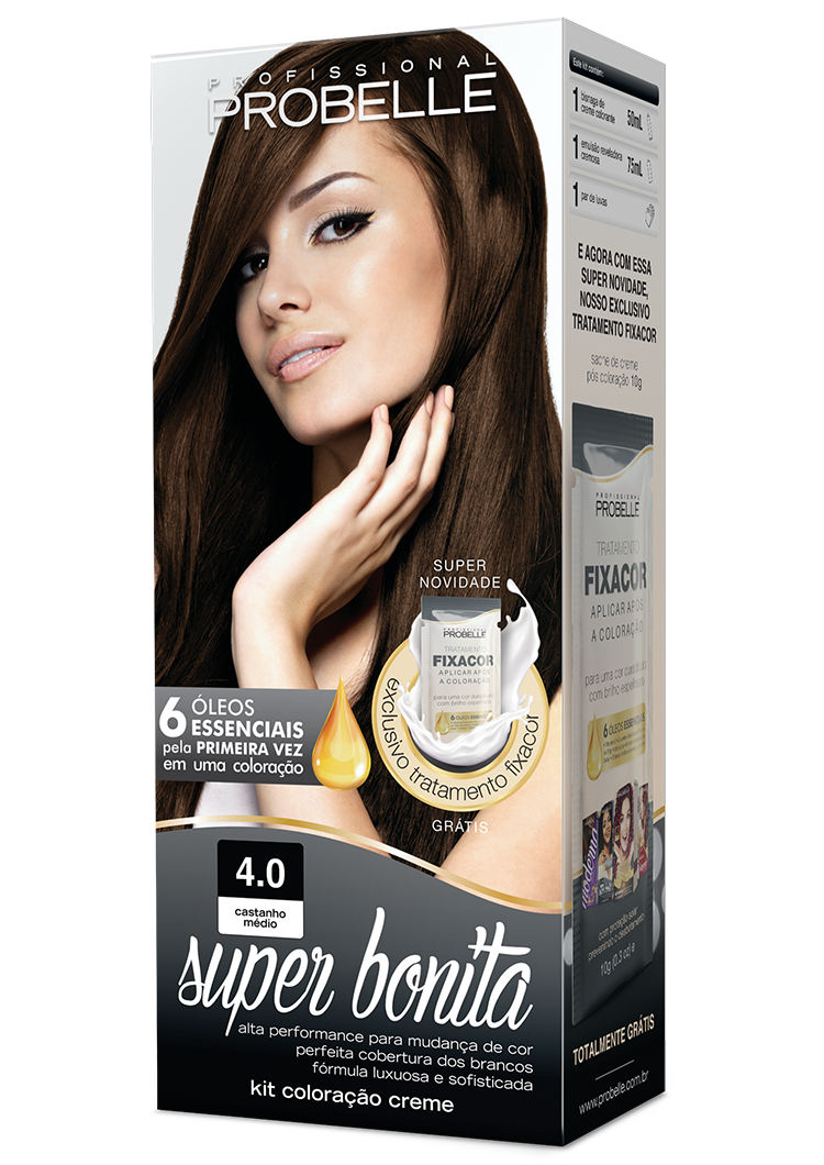 KIT COLORAÇÃO SUPER BONITA 4.0 CASTANHO MÉDIO 50ML