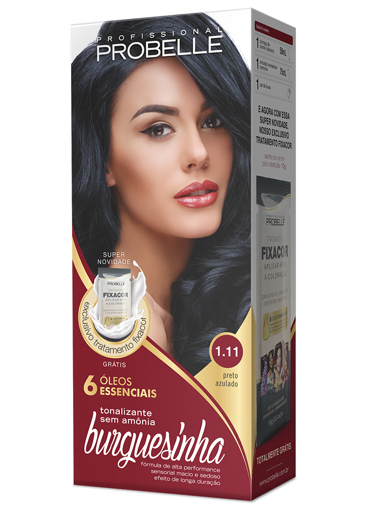 KIT COLORAÇÃO BURGUESINHA 1.11 PRETO AZULADO 50ML