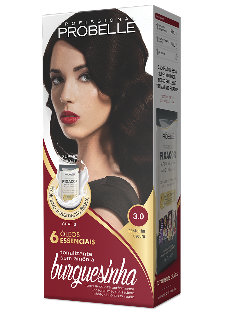 KIT COLORAÇÃO BURGUESINHA 3.0 CASTANHO ESCURO 50ML