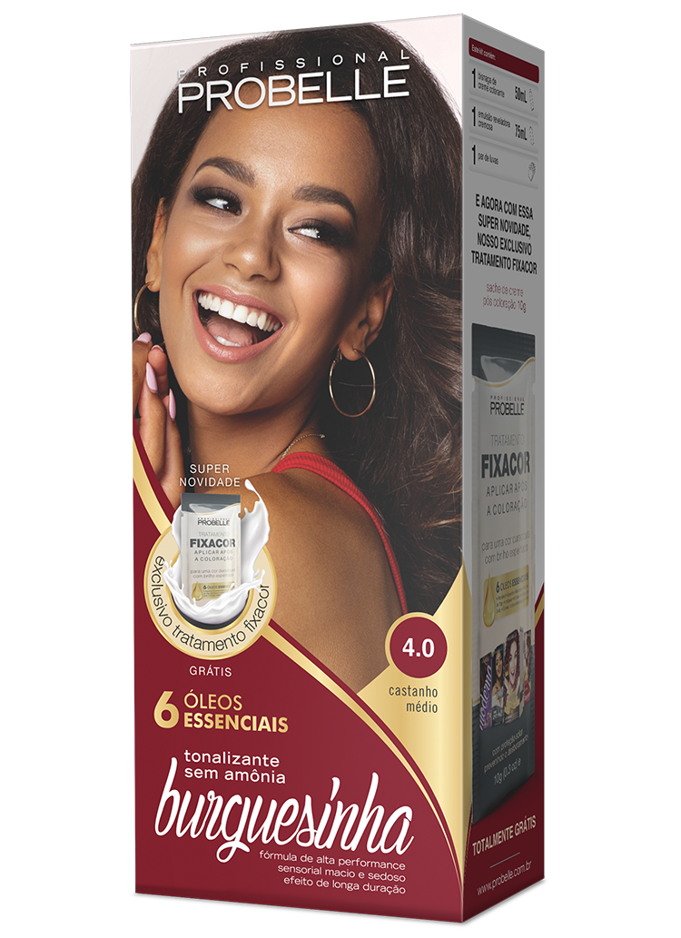 KIT COLORAÇÃO BURGUESINHA 4.0 CASTANHO MÉDIO 50ML