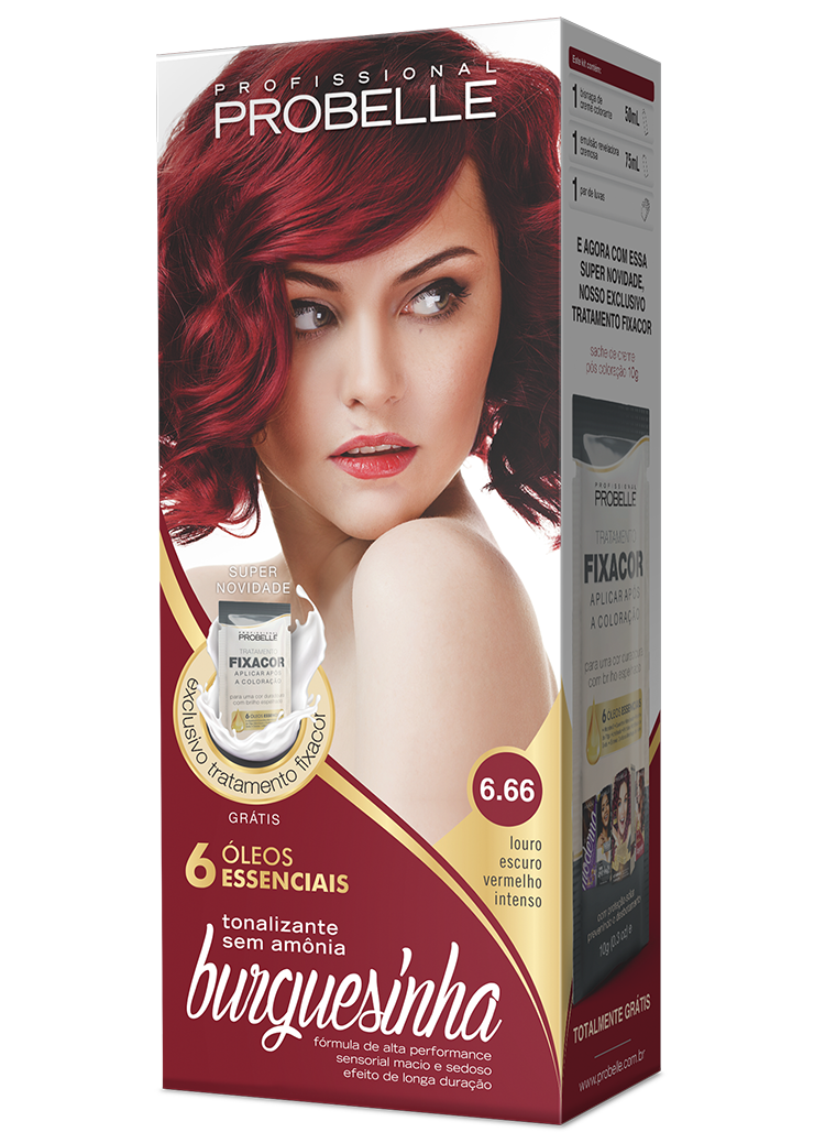 KIT COLORAÇÃO BURGUESINHA 6.66 LOURO ESCURO VERMELHO INTENSO 50ML