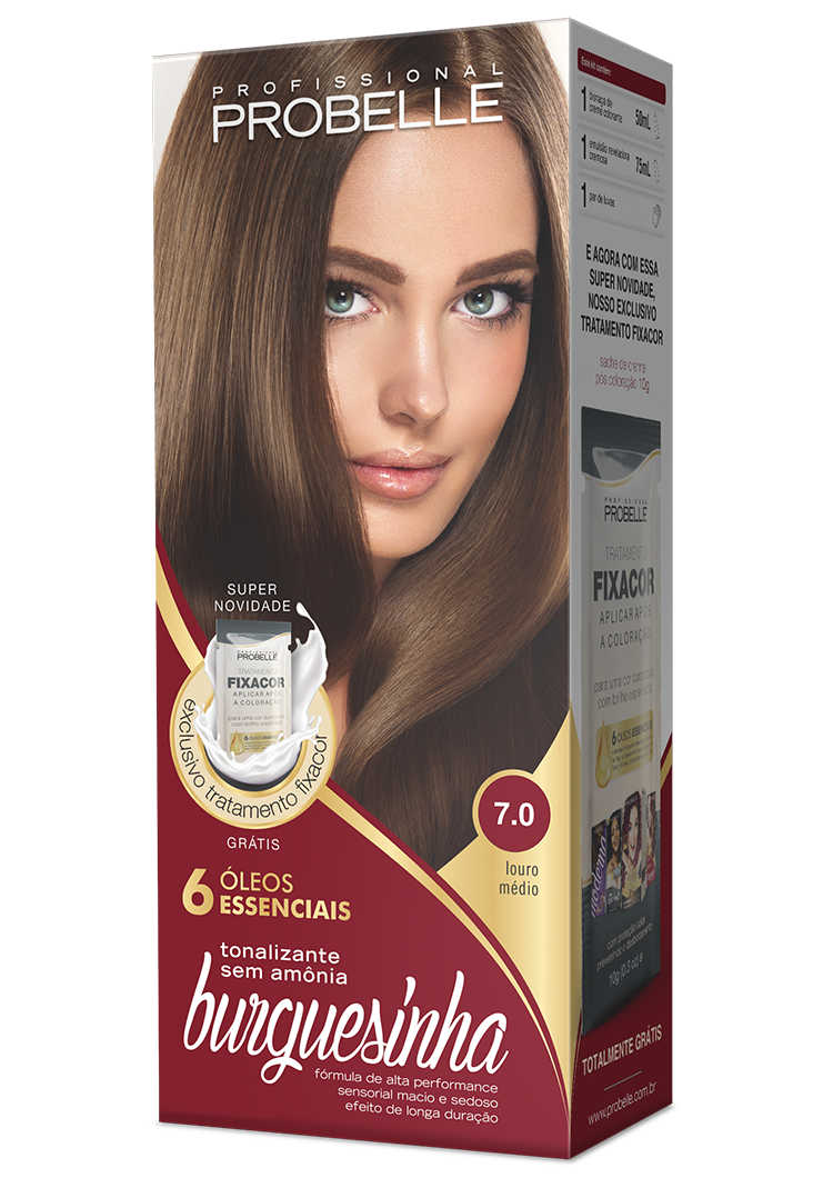 KIT COLORAÇÃO BURGUESINHA 7.0 LOURO MÉDIO 50ML