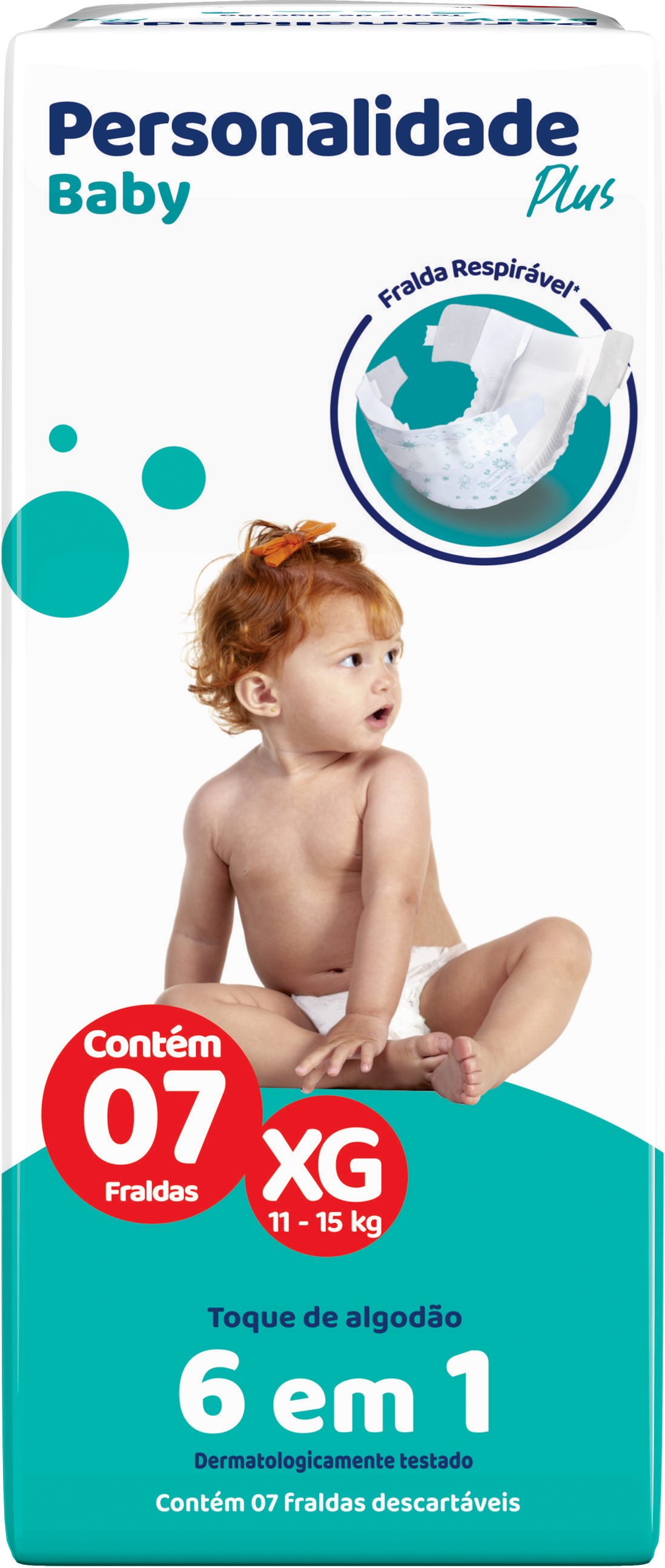 Fralda Personalidade Baby Plus Regular Extra Grande com 7 Unidades
