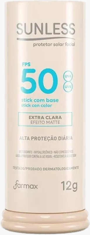 Protetor Solar Farmax Sunless Stick com Base Extra Clara 12g