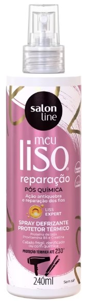 SPRAY DEFRIZANTE SALON LINE MEU LISO REPARAÇÃO PÓS-QUÍMICA PROTETOR TÉRMICO  240ML