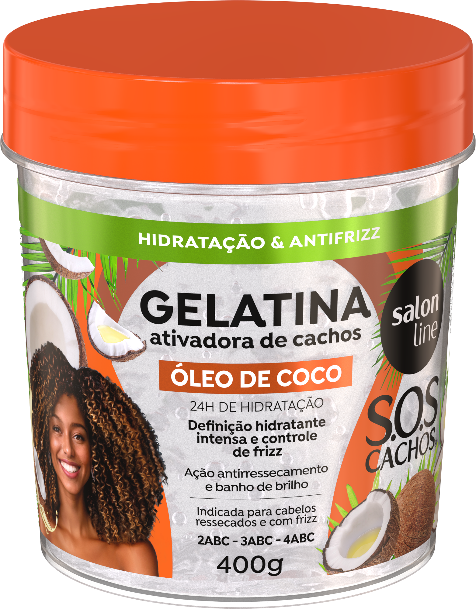 GELATINA SALON LINE SOS CACHOS ATIVADORA DE CACHOS ÓLEO DE COCO  400G