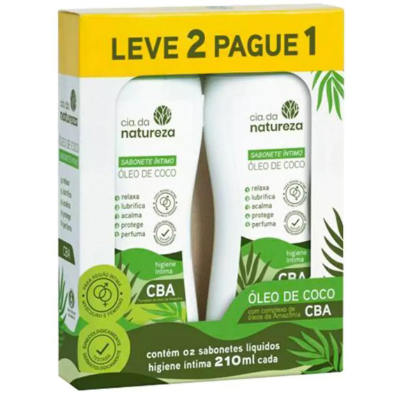 SABONETE ÍNTIMO CIA DA NATUREZA ÓLEO DE COCO 210ML LEVE 2 PAGUE 1