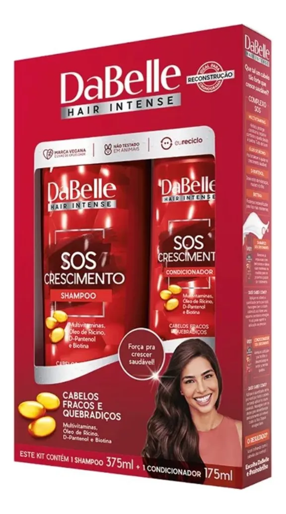 KIT SHAMPOO 375 + CONDICIONADOR 175 DABELLE SOS CRESCIMENTO